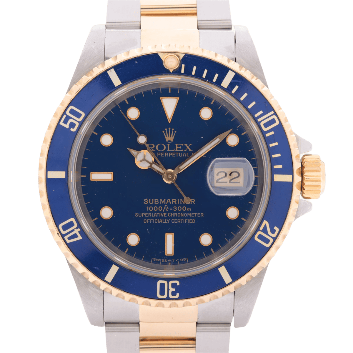 Rolex Submariner 18K Yellow Gold Automatic Blue Dial 16613 SS×YG AT
